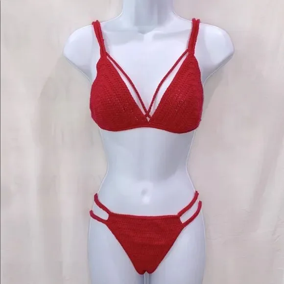 Maiya Paris Lili Top & Bottom Bikini Set Color Cerise Size Large New In Package